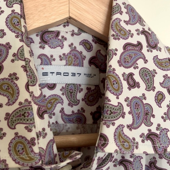 Etro Italy Men’s Purple Paisley Dress Shirt Size Small 37 - Picture 4 of 4